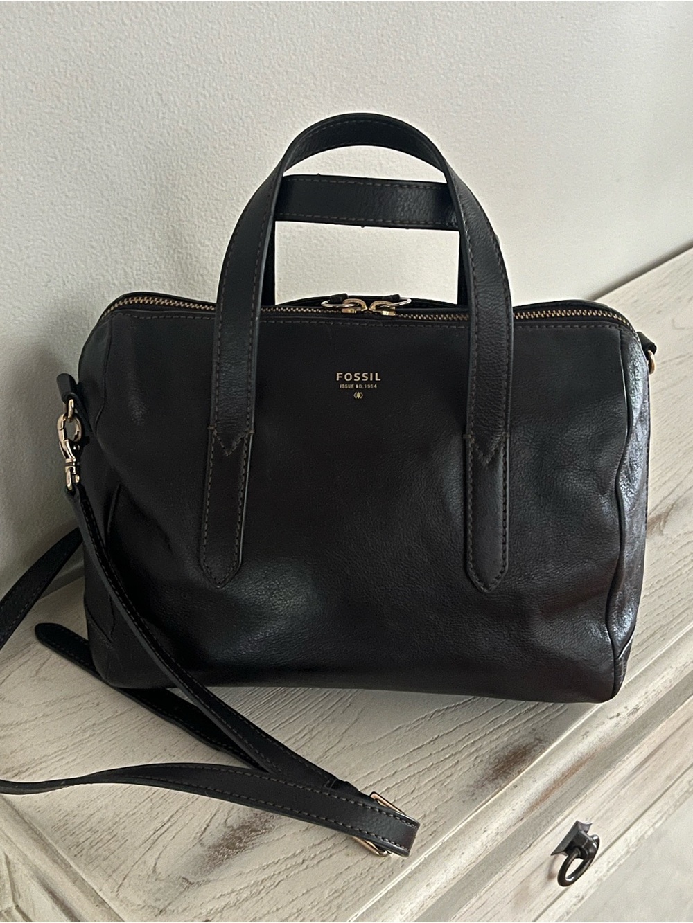 Fossil Sydney Satchel Bag With Optional Crossbody Strap Black Soft Leather - Picture 14 of 14